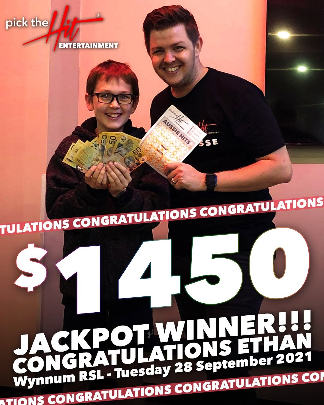 Ethan - Music Bingo winner at Wynnum RSL, September 2021