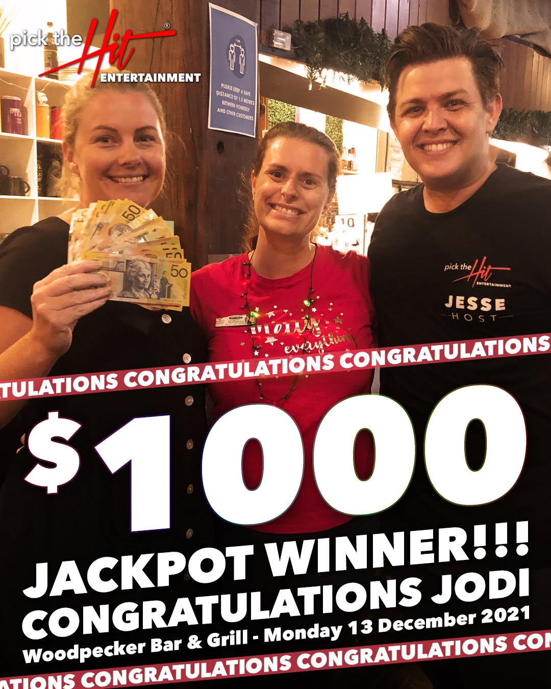Jodi - Music Bingo winner at Woodpecker Bar & Grill, December 2021
