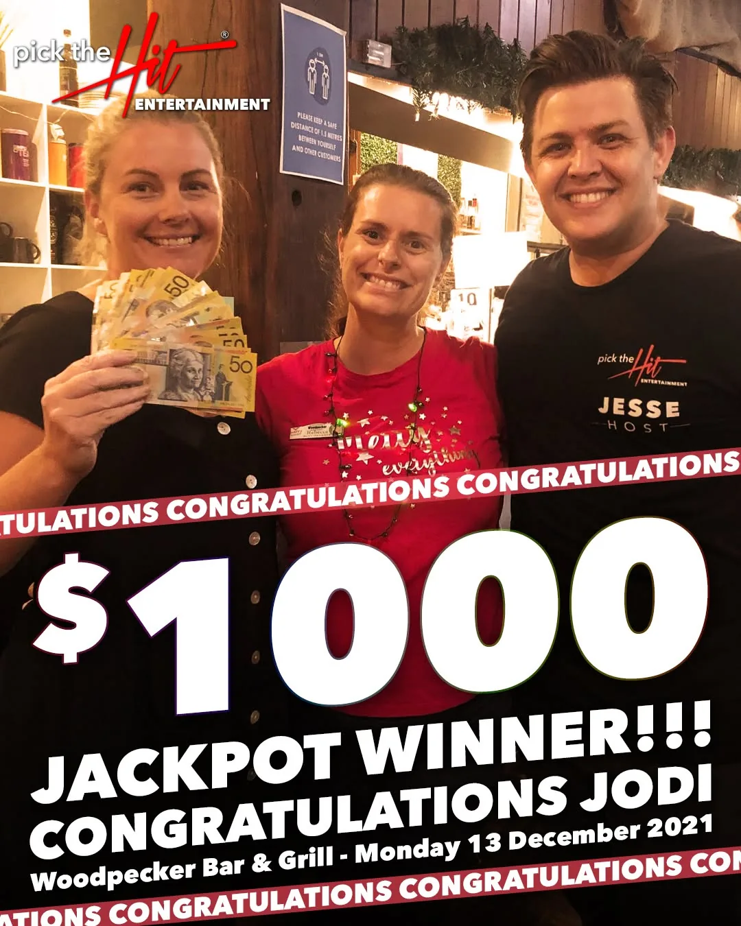 Jodi - Music Bingo winner at Woodpecker Bar & Grill, December 2021