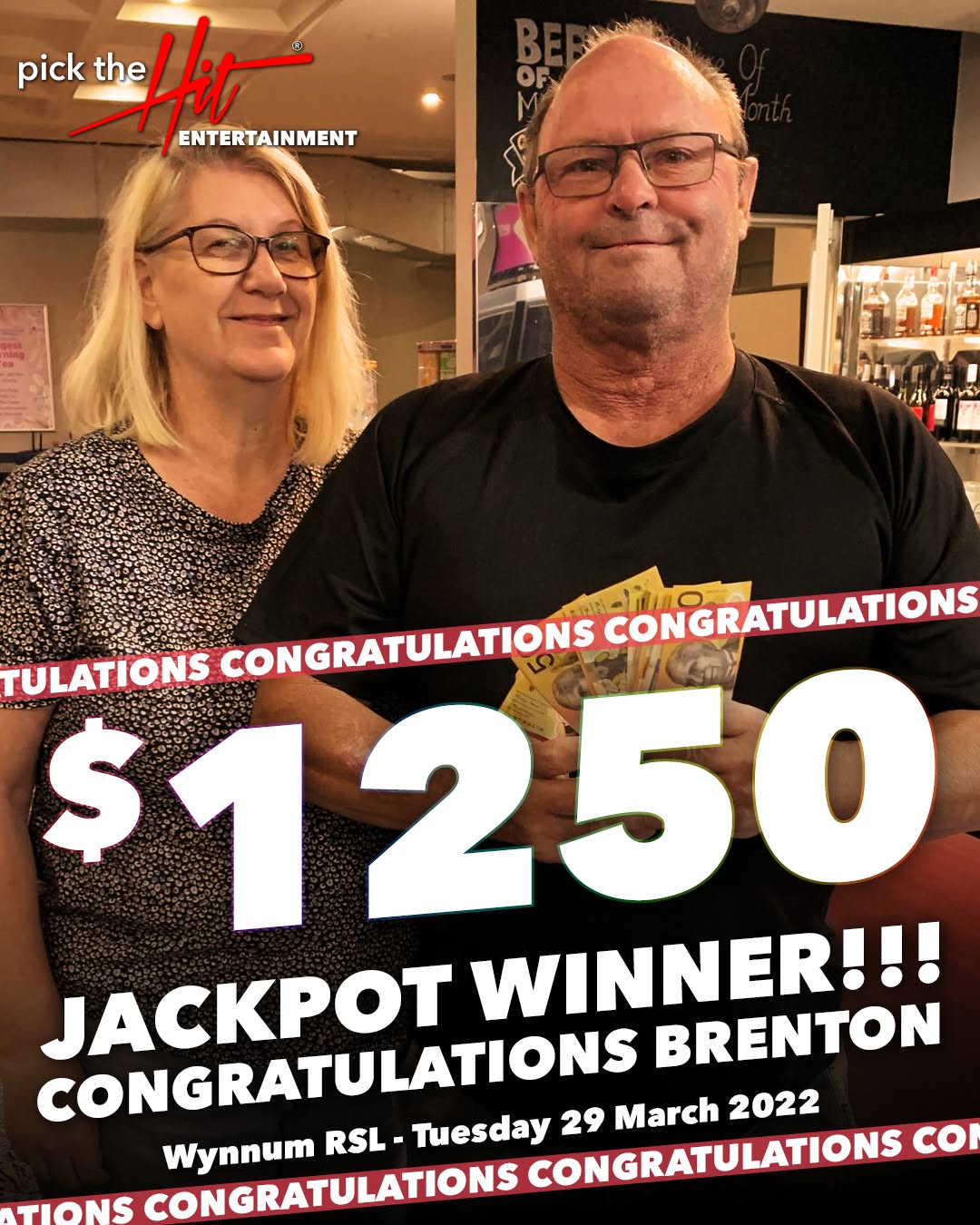 Brenton - Music Bingo winner at Wynnum RSL, March 2022
