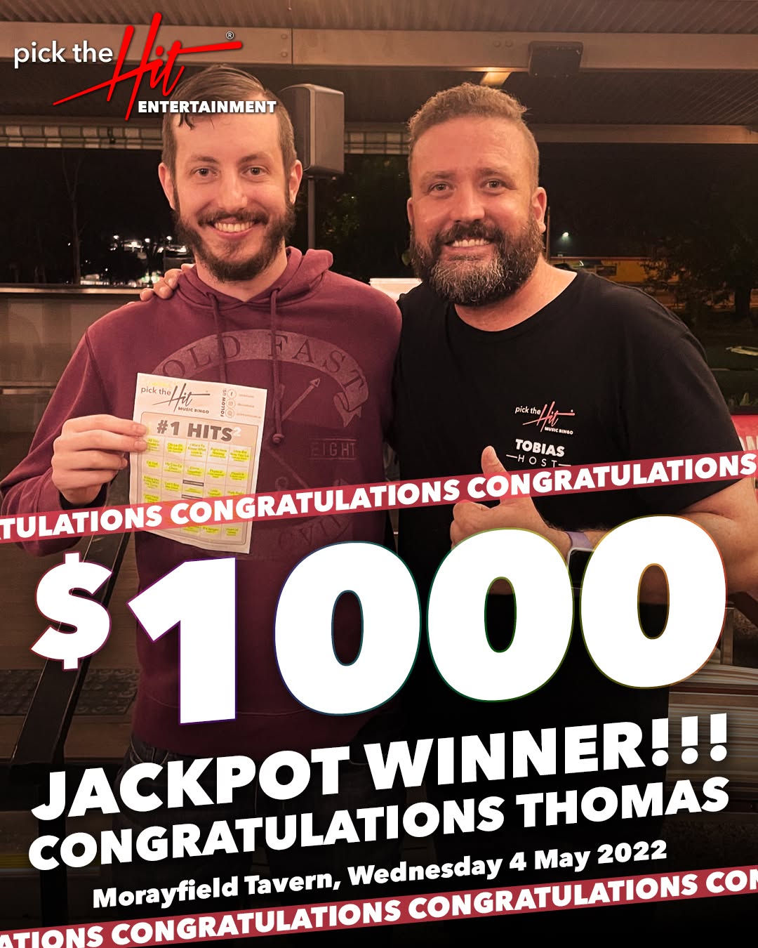 Thomas - Music Bingo winner at Morayfield Tavern, May 2022