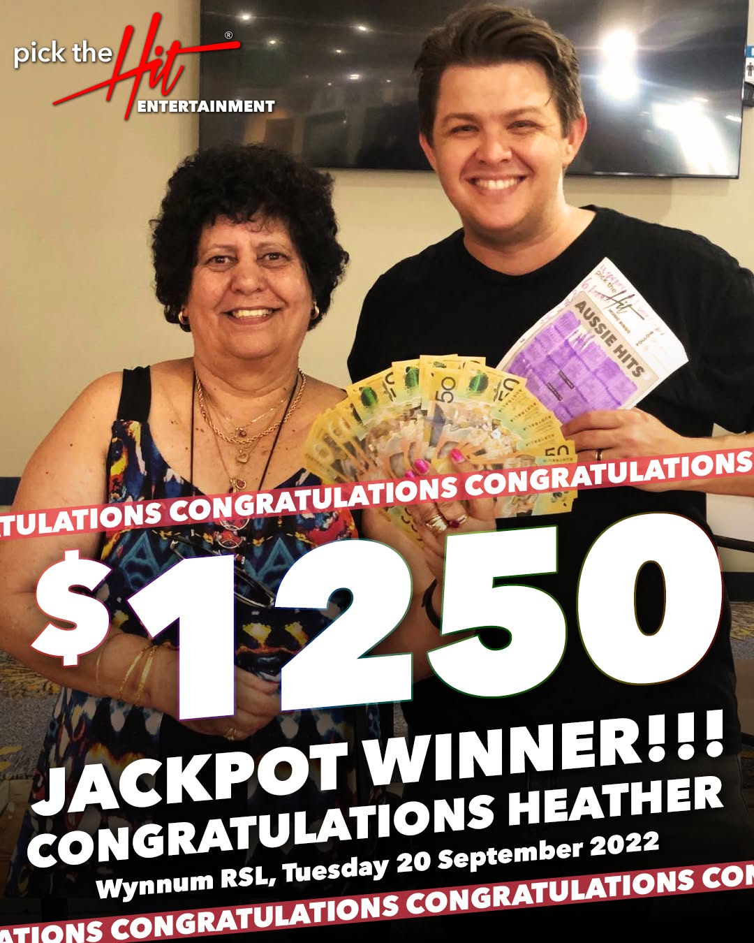 Heather - Music Bingo winner at Wynnum RSL, September 2022