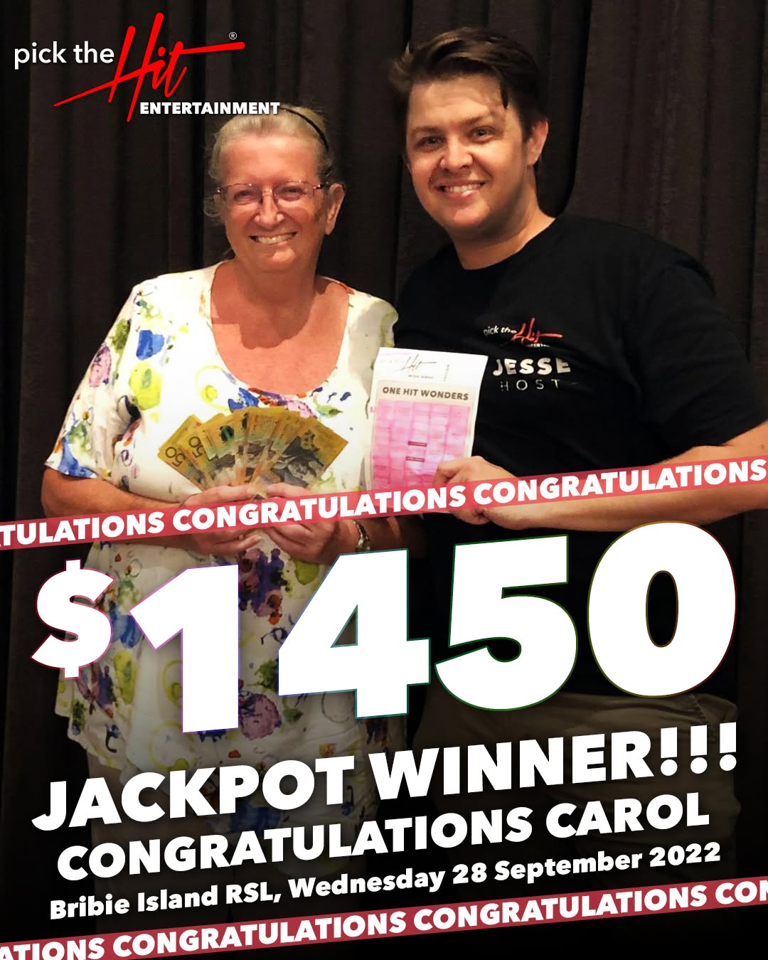 Carol - Music Bingo winner at Bribie Island RSL, September 2022