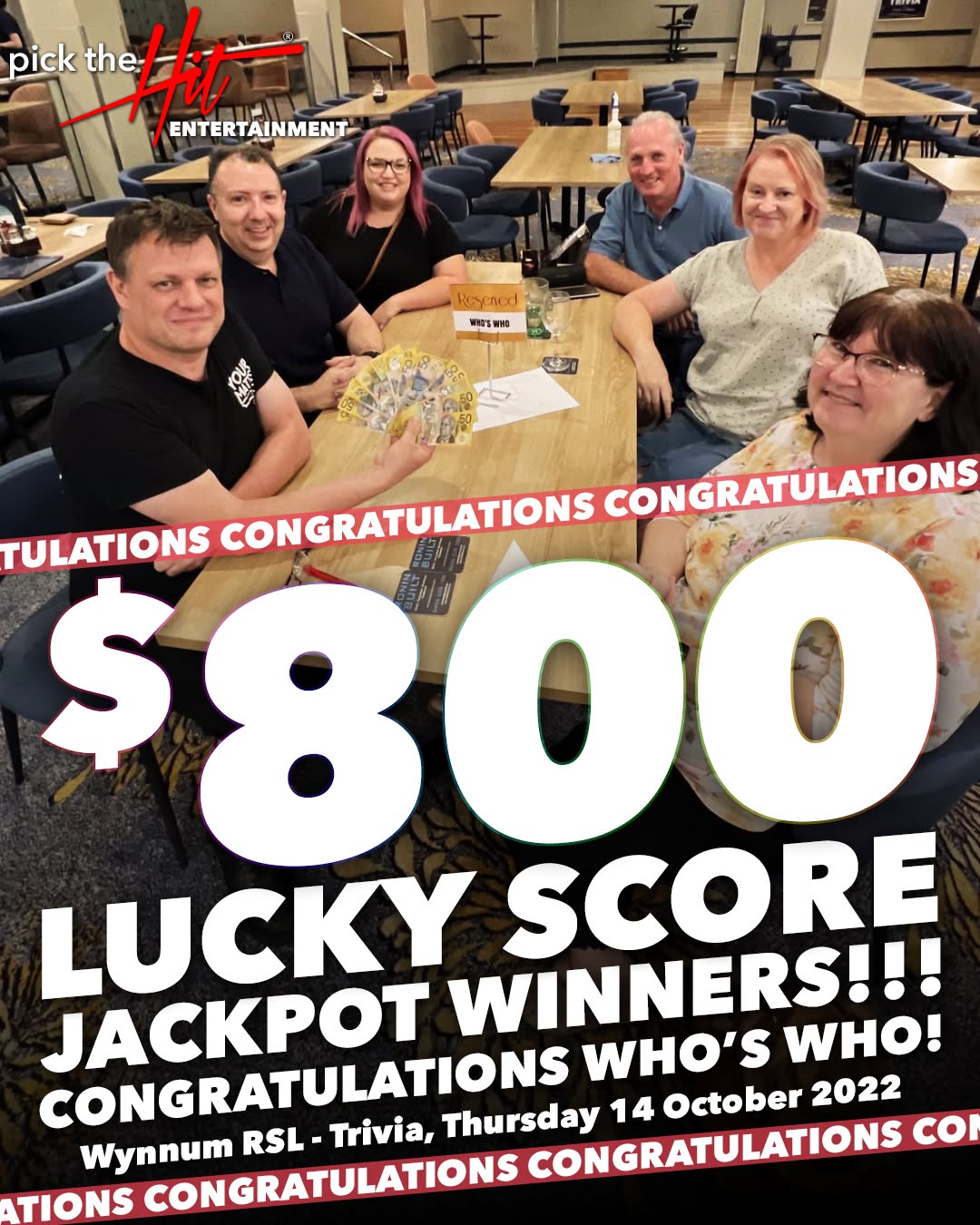 Who's Who - Trivia winner at Wynnum RSL, October 2022