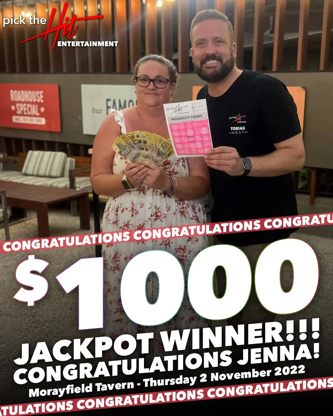 Jenna - Music Bingo winner at Morayfield Tavern, November 2022