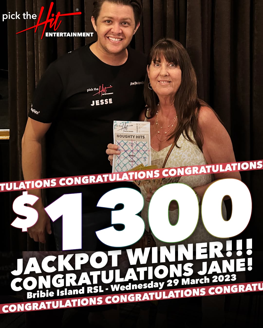 Jane - Music Bingo winner at Bribie Island RSL, March 2023