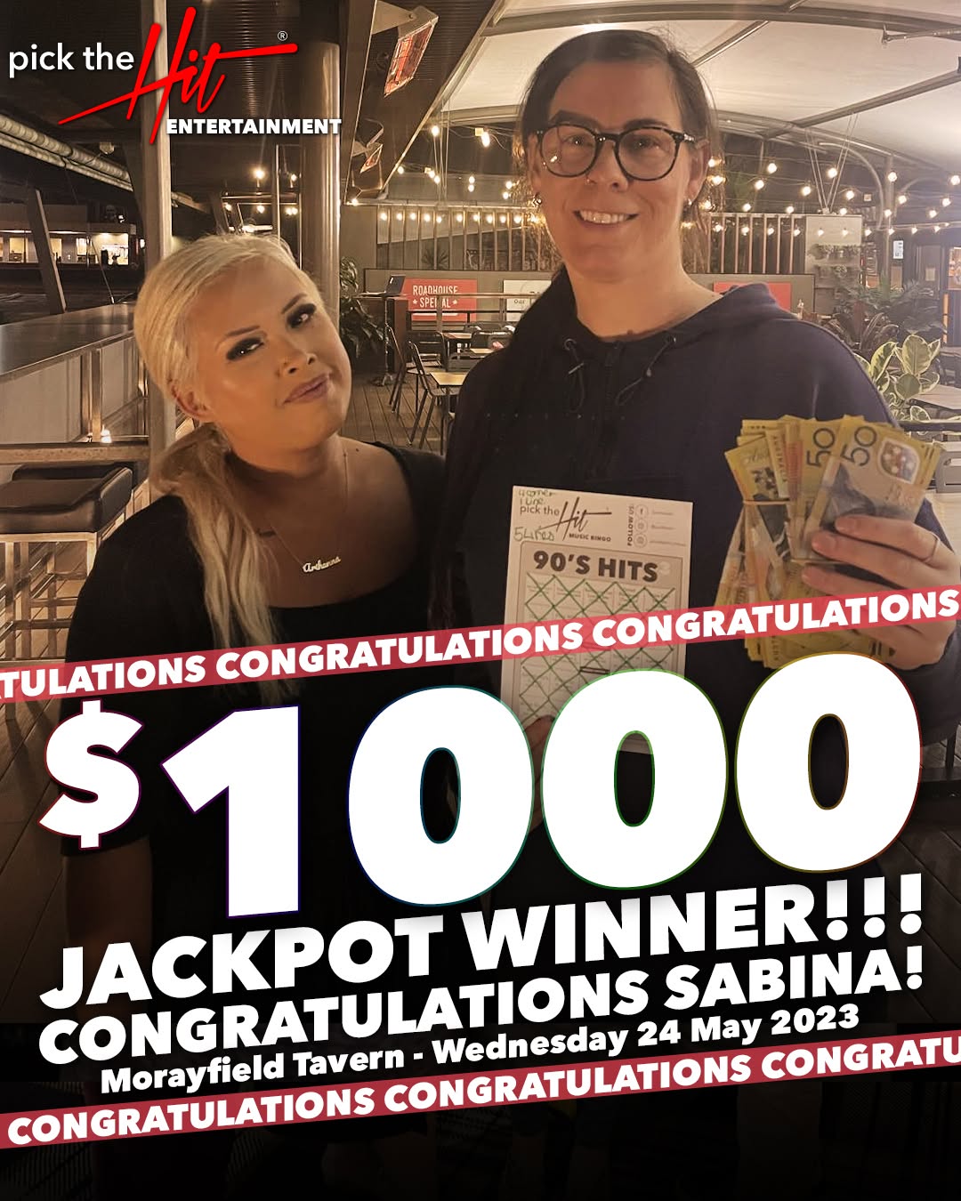 Sabina - Music Bingo winner at Morayfield Tavern, May 2023