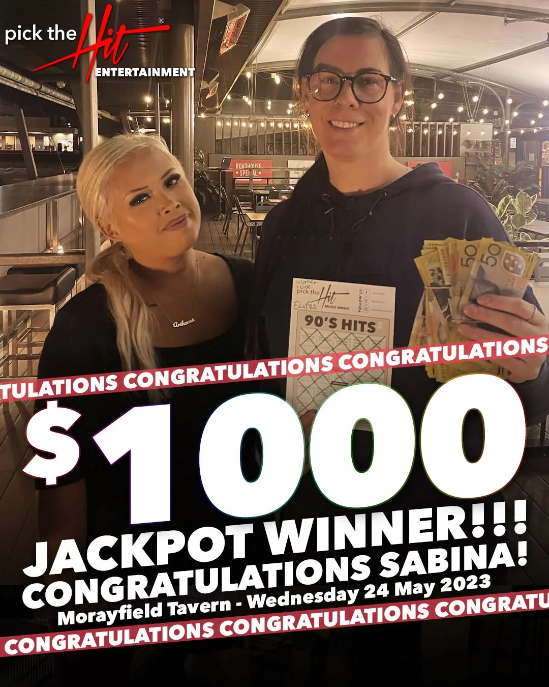 Sabina - Music Bingo winner at Morayfield Tavern, May 2023