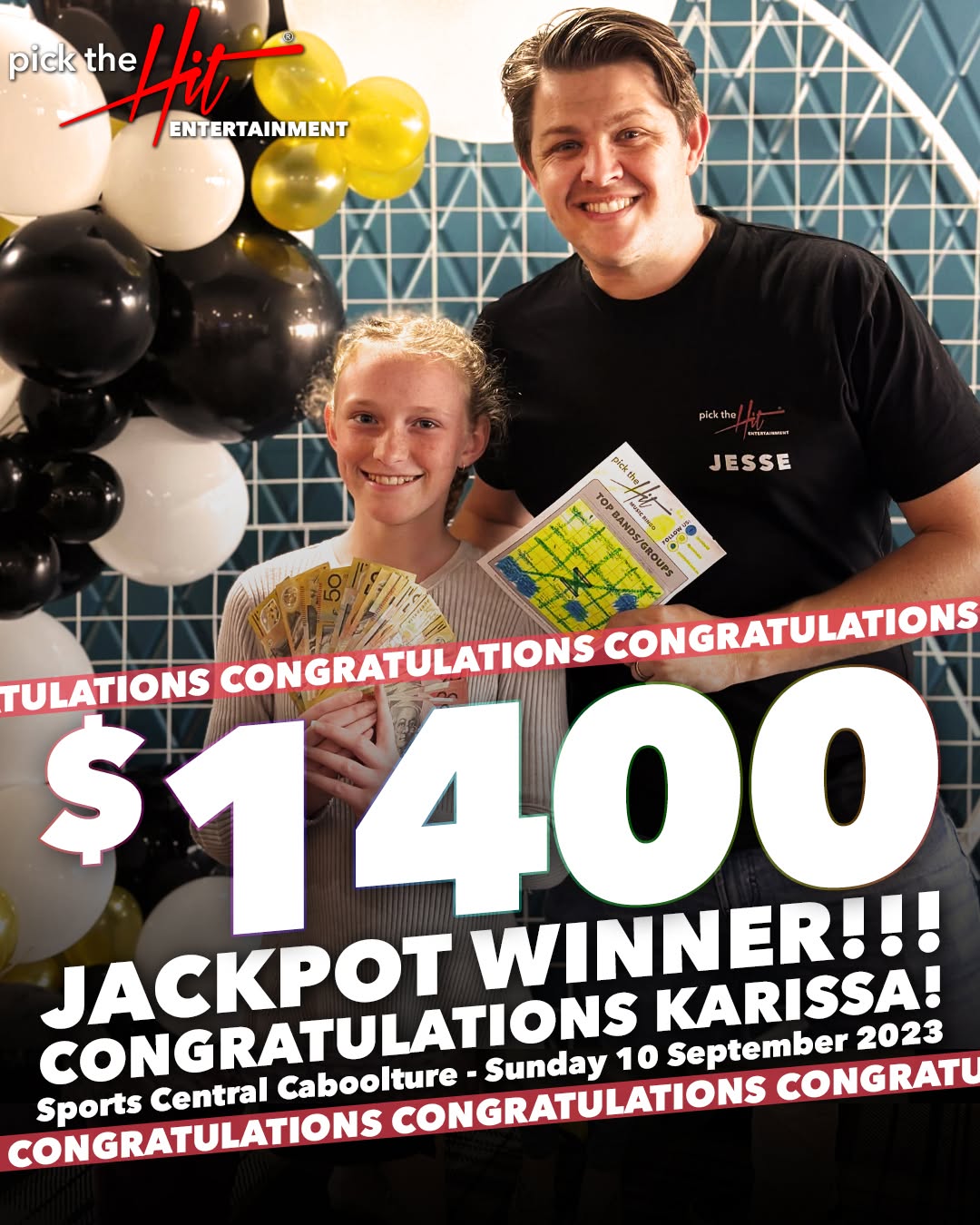 Karissa - Music Bingo winner at Sports Central Caboolture, September 2023