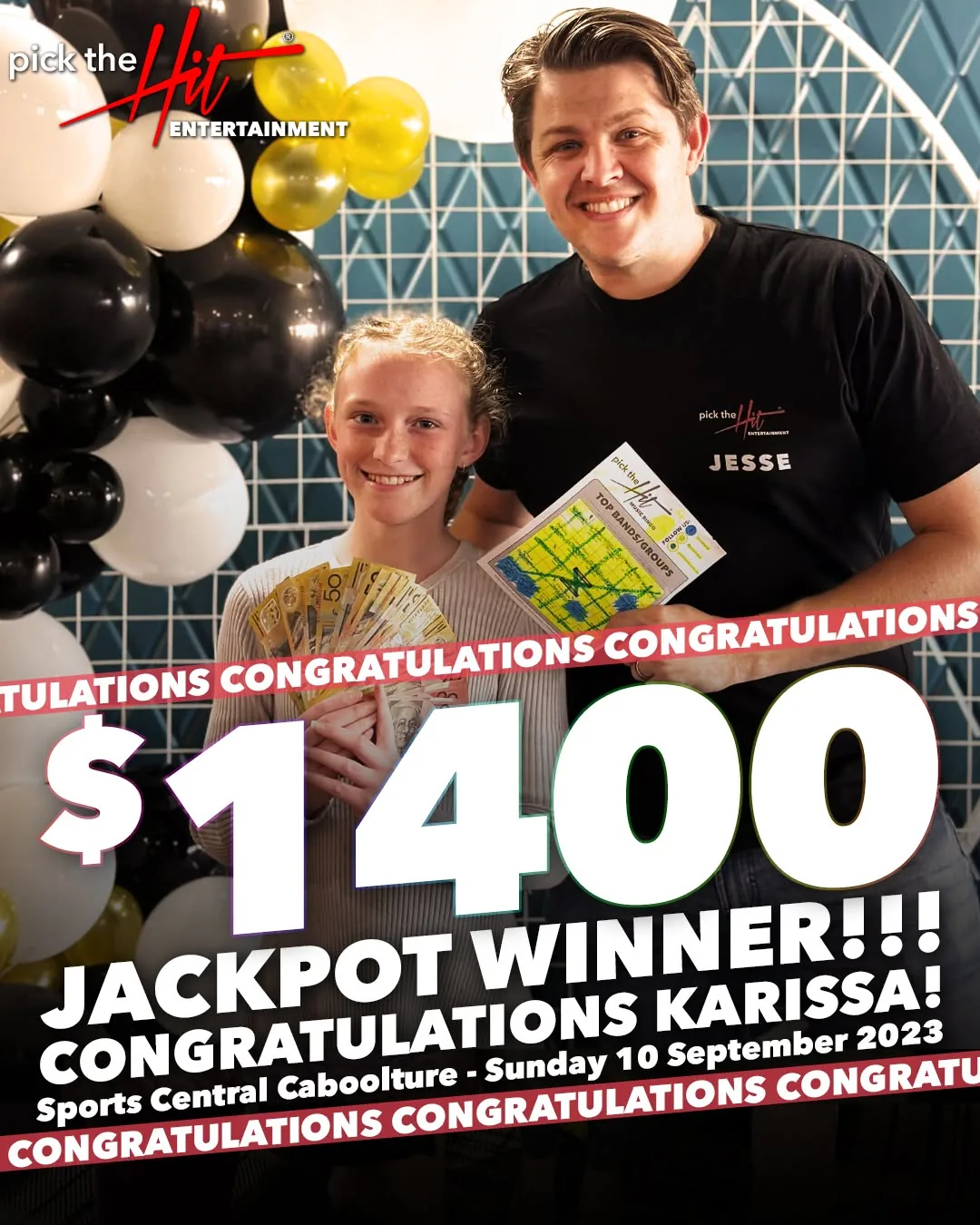 Karissa - Music Bingo winner at Sports Central Caboolture, September 2023
