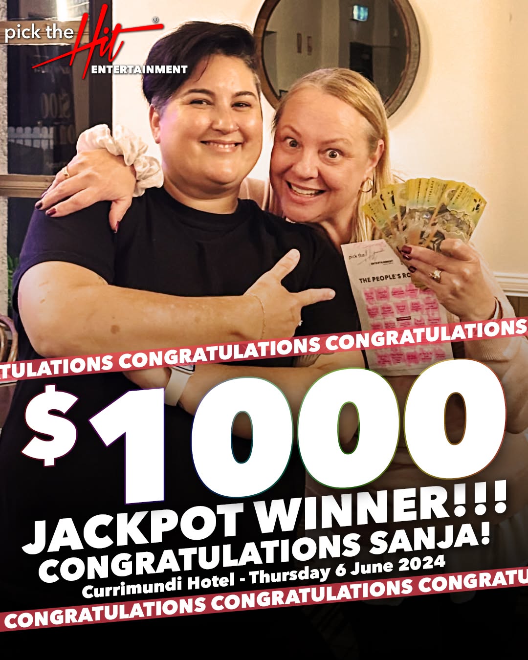 Sanja - Music Bingo winner at Currimundi Hotel, June 2024