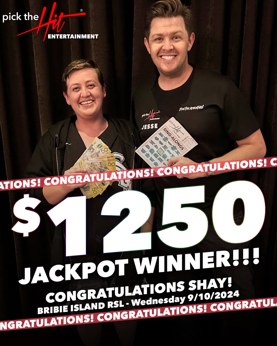 Shay - Music Bingo winner at Bribie Island RSL, October 2024