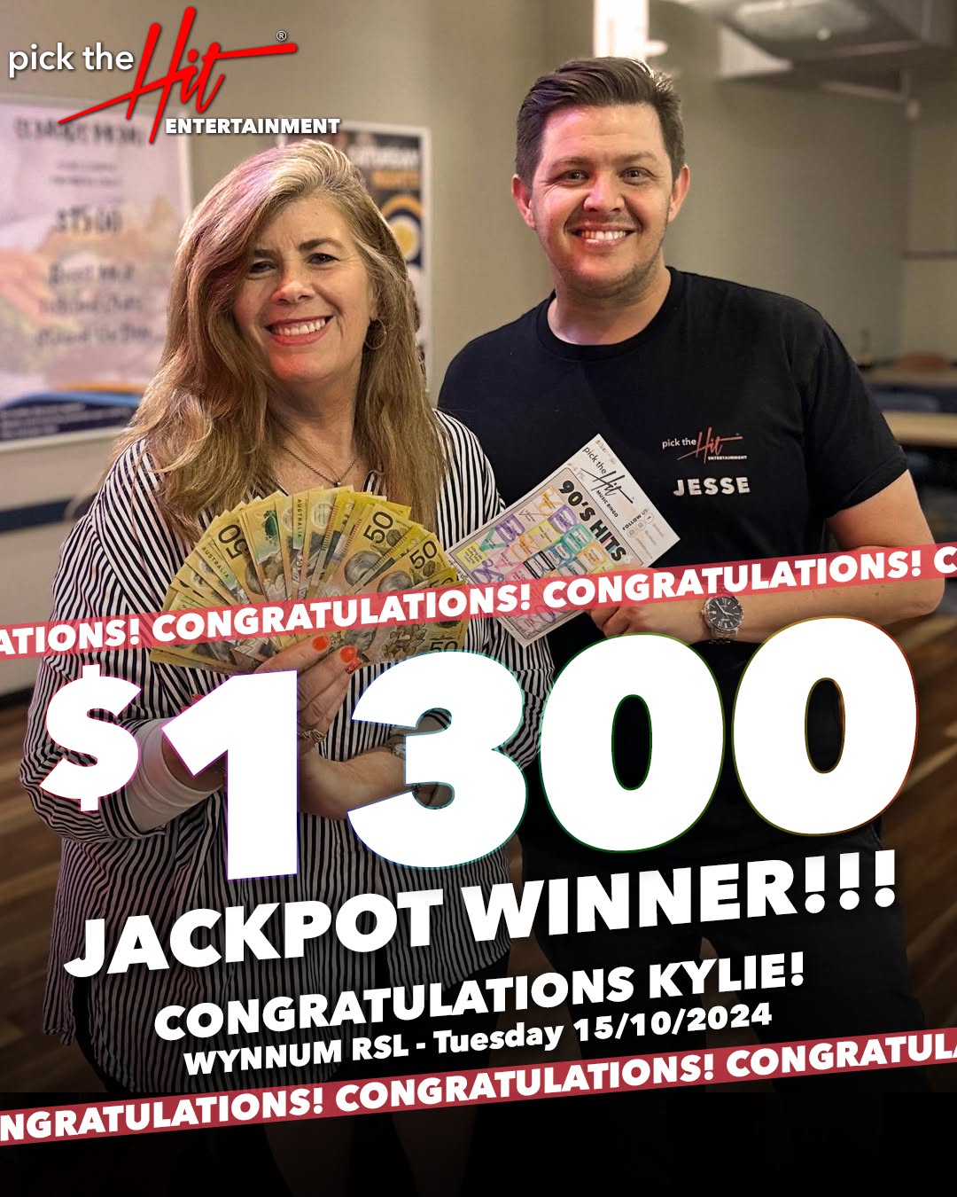 Kylie - Music Bingo winner at Wynnum RSL, October 2024