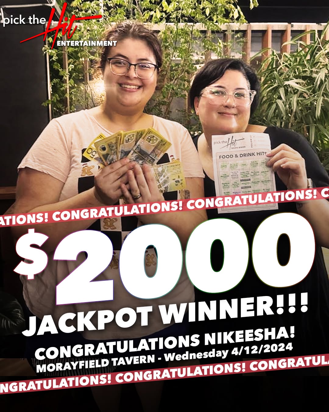 Nikeesha - Music Bingo winner at Morayfield Tavern, December 2024