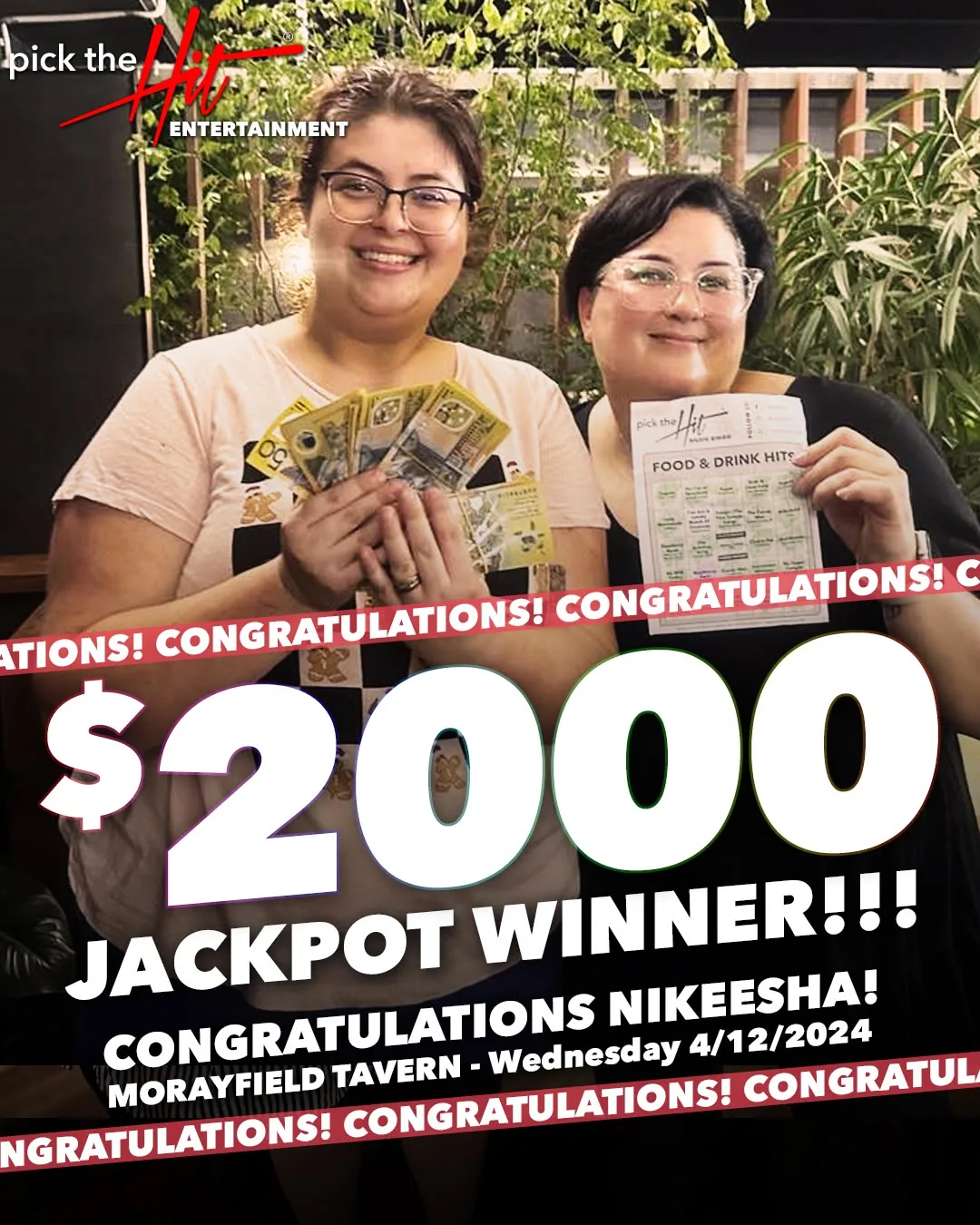Nikeesha - Music Bingo winner at Morayfield Tavern, December 2024