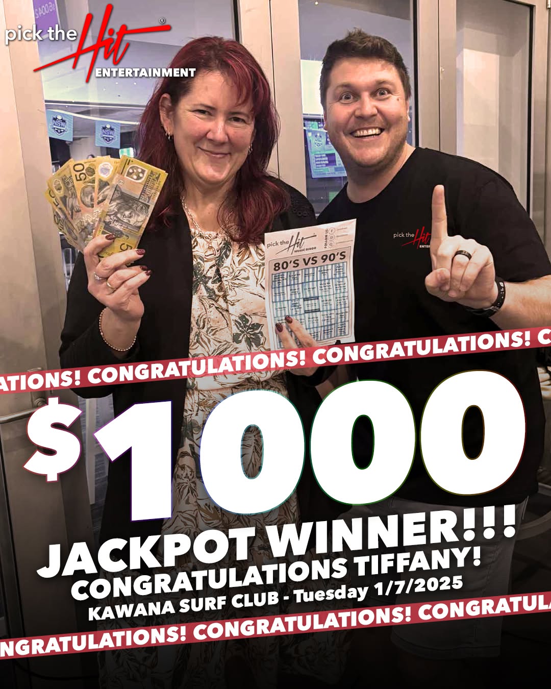 Tiffany - Music Bingo winner at Kawana Surf Club, July 2025