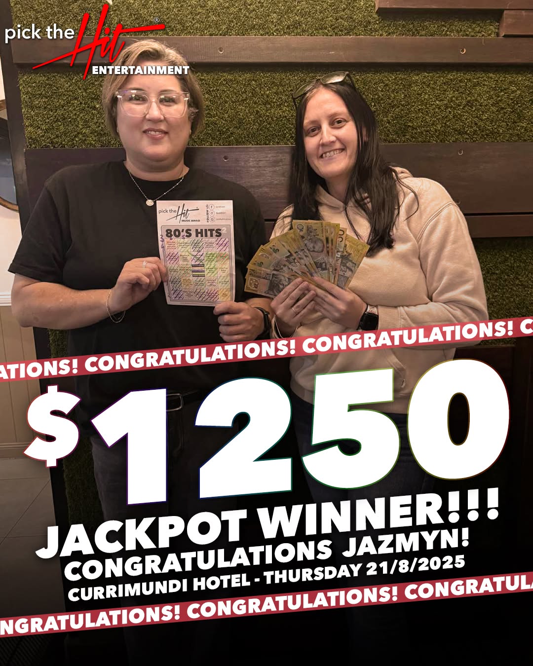 Jazmyn - Music Bingo winner at Currimundi Hotel, August 2025