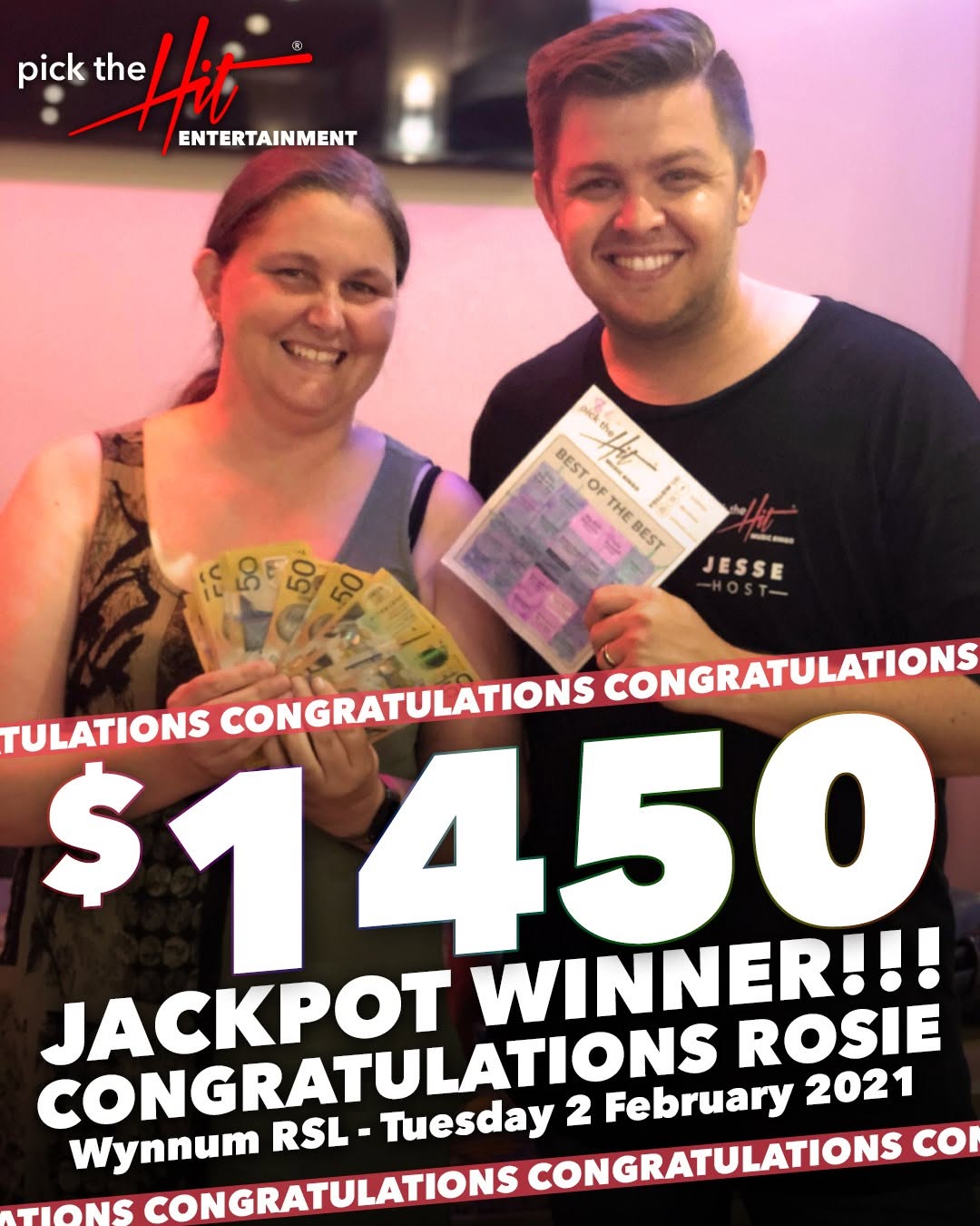 Rosie - Music Bingo winner at Wynnum RSL, February 2021
