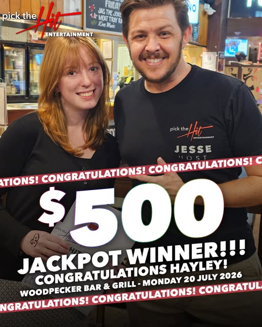 Hayley wins $500 at Woodpecker Bar & Grill