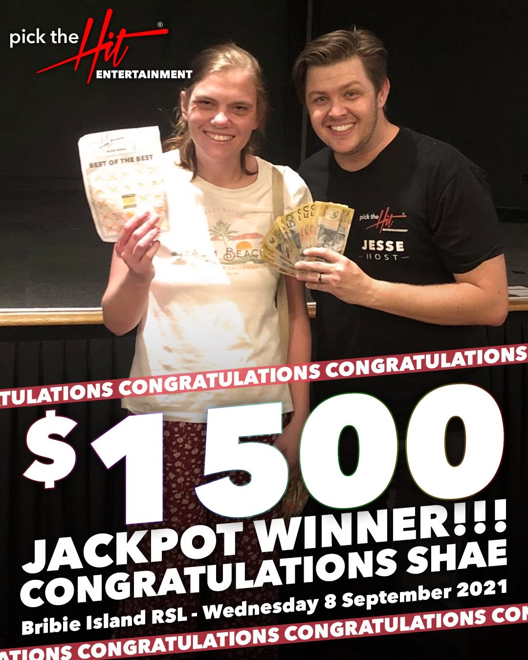 Shae - Music Bingo winner at Bribie Island RSL, September 2021