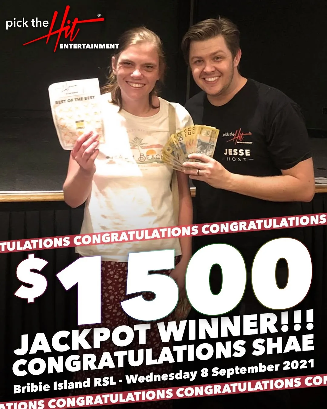 Shae - Music Bingo winner at Bribie Island RSL, September 2021